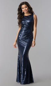 Lady Backless Twinkle Sequin Floor-length Fishtail Gold Party Dress