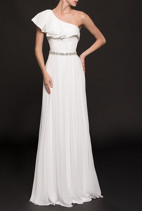 Roiii fashion newest dresses  single-necked slim  evening party long dresses white
