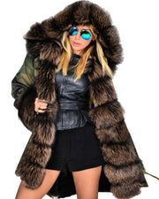 Roiii Women's Warm Camouflage Casual Winter Warm Faux Fur Hooded Plus Size Parka Jacket Coat US Size S M L XL XXL 3XL