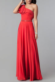 Roiii newest dresses single-necked slim evening party long dresses red