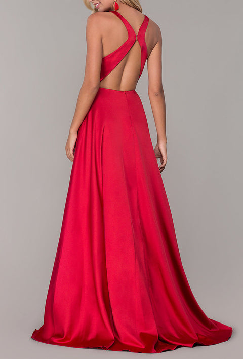 Roiii deep-V open back beautiful party dresses