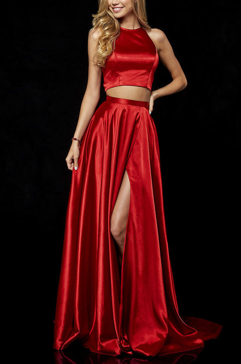 Roiii beautiful Splits Open Side slim long dresses party dresses RED