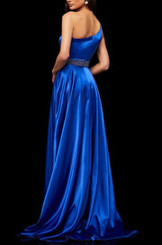 Roiii fashion shoulder sequin floor-length long dresses royal party dresses deep blue