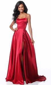 Roiii backless Leg split floor-length long royal red color party dresses