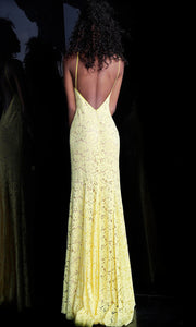 Roiii fashion sexy lace deep v-neck backless floor-length long yellow party dresses